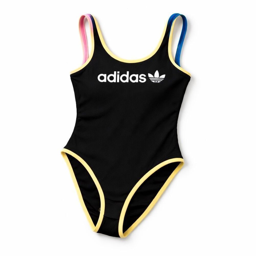 Adidas Linear Logo Athleisure Bodysuit Black Small Stretch One Piece, New